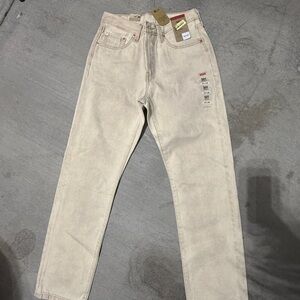 Levi's 501 Cream High-Rise Straight Jeans